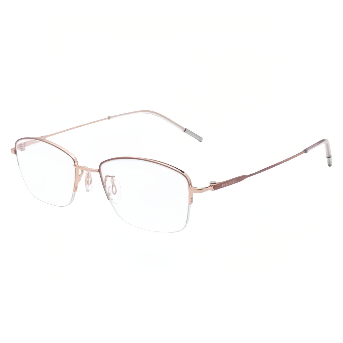 Milk Tea Rose rectangular semi-rimless eyeglass frame, product view