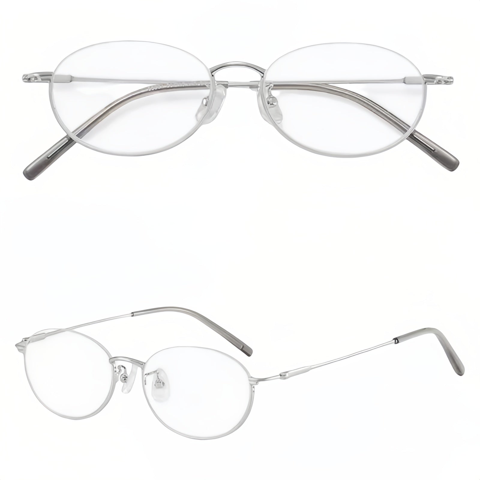 Silver front and 45-degree product views of Stylish Refined Vintage Semi-Rimmed Eyeglasses