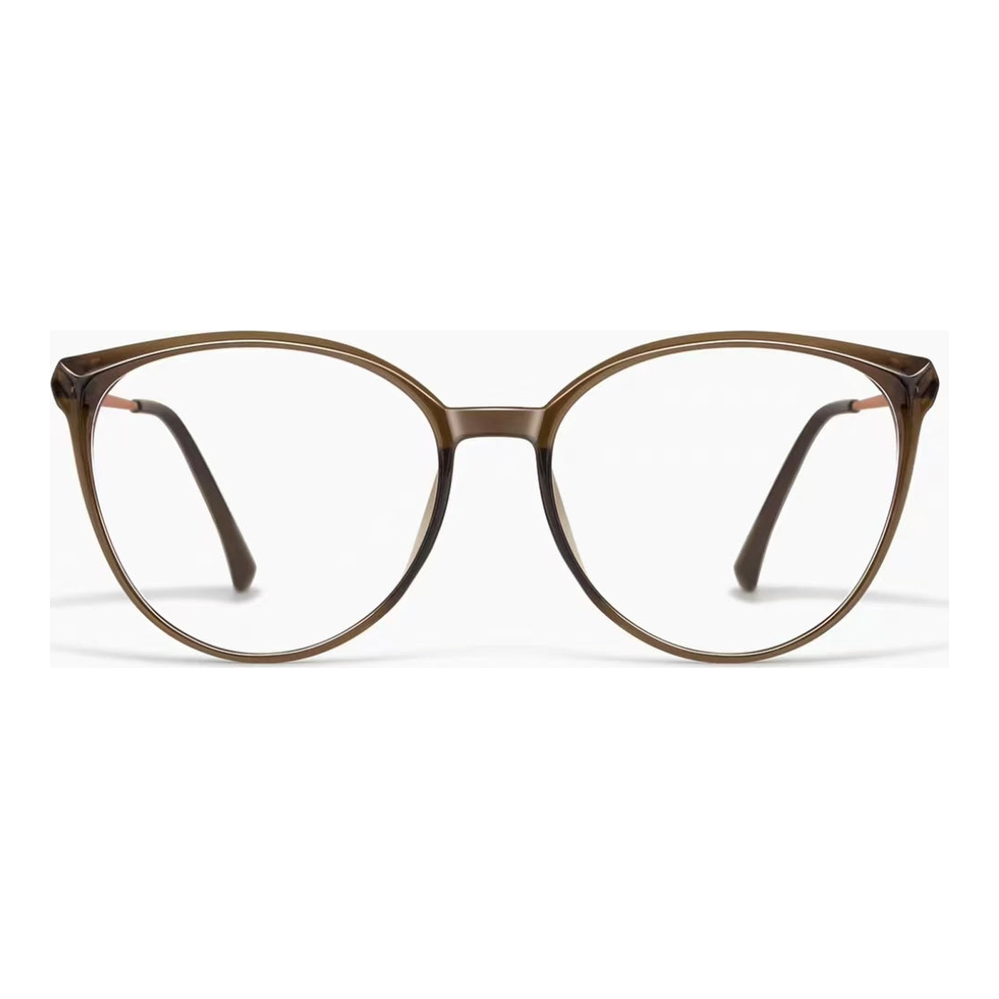 Amber Brown oversized cat-eye full-rim eyeglass frame, front product view