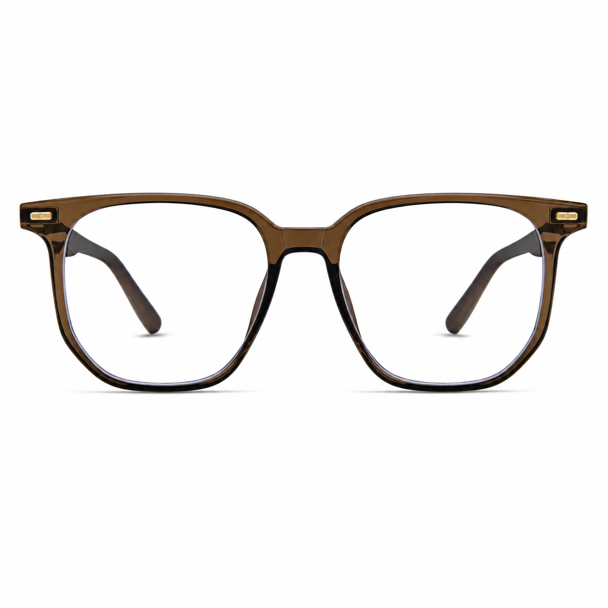 Amber Brown TR90 oversized softly squared full-rim glasses, front product view