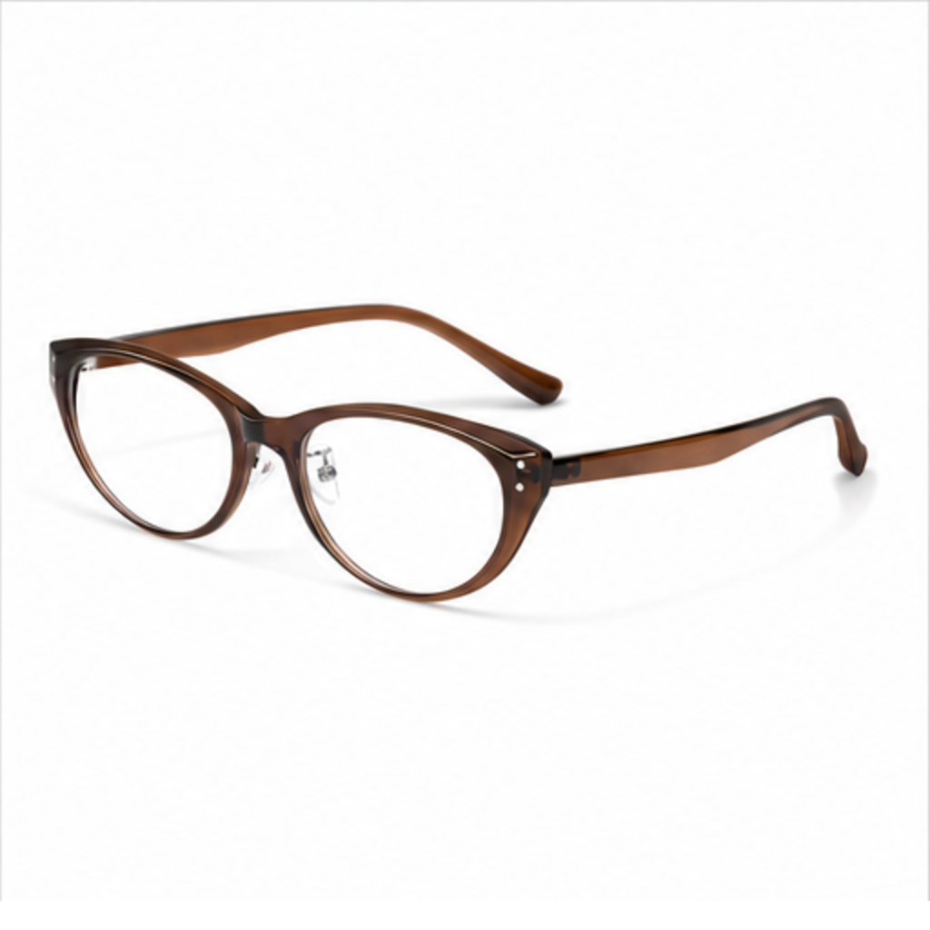 Amber Brown women's retro TR90 cat-eye full-rim glasses, 45-degree product view