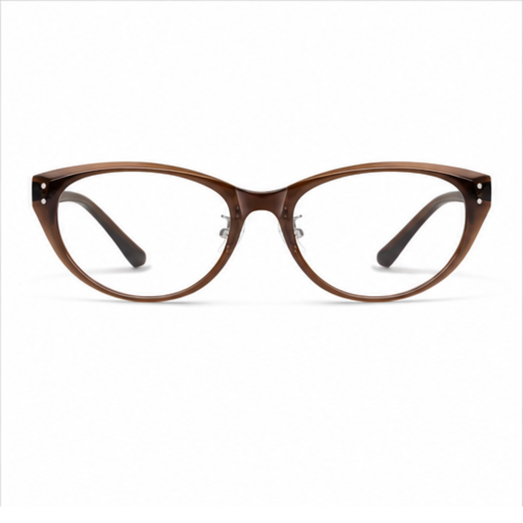 Amber Brown women's retro TR90 cat-eye full-rim glasses, front product view