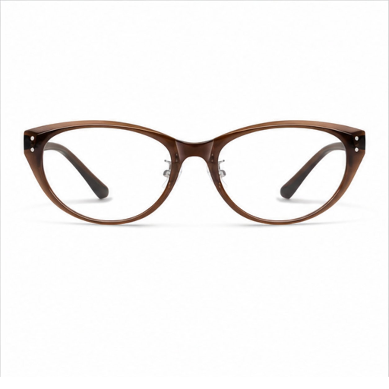 Amber Brown women's retro TR90 cat-eye full-rim glasses, front product view