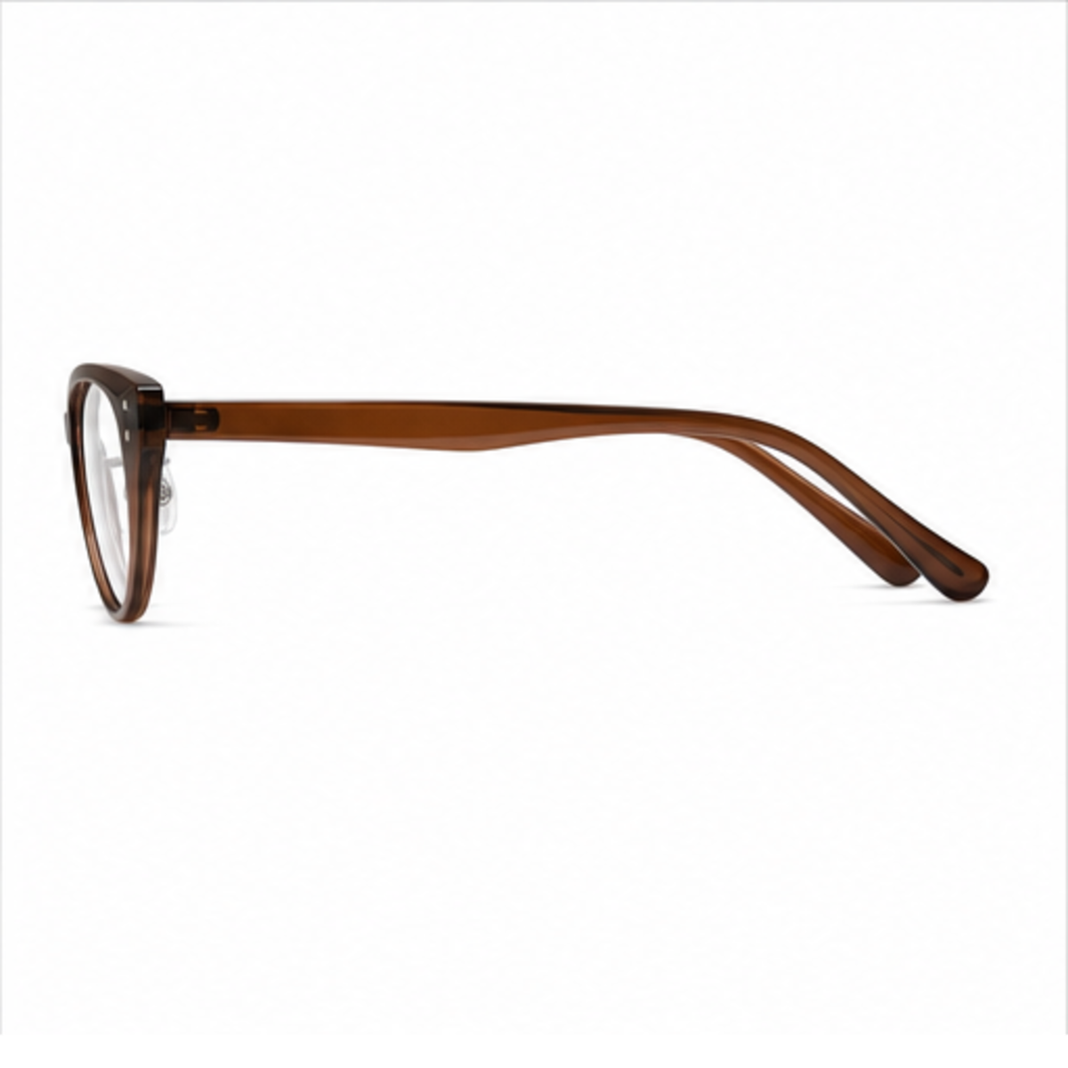 Amber Brown women's retro TR90 cat-eye full-rim glasses, side-profile product view