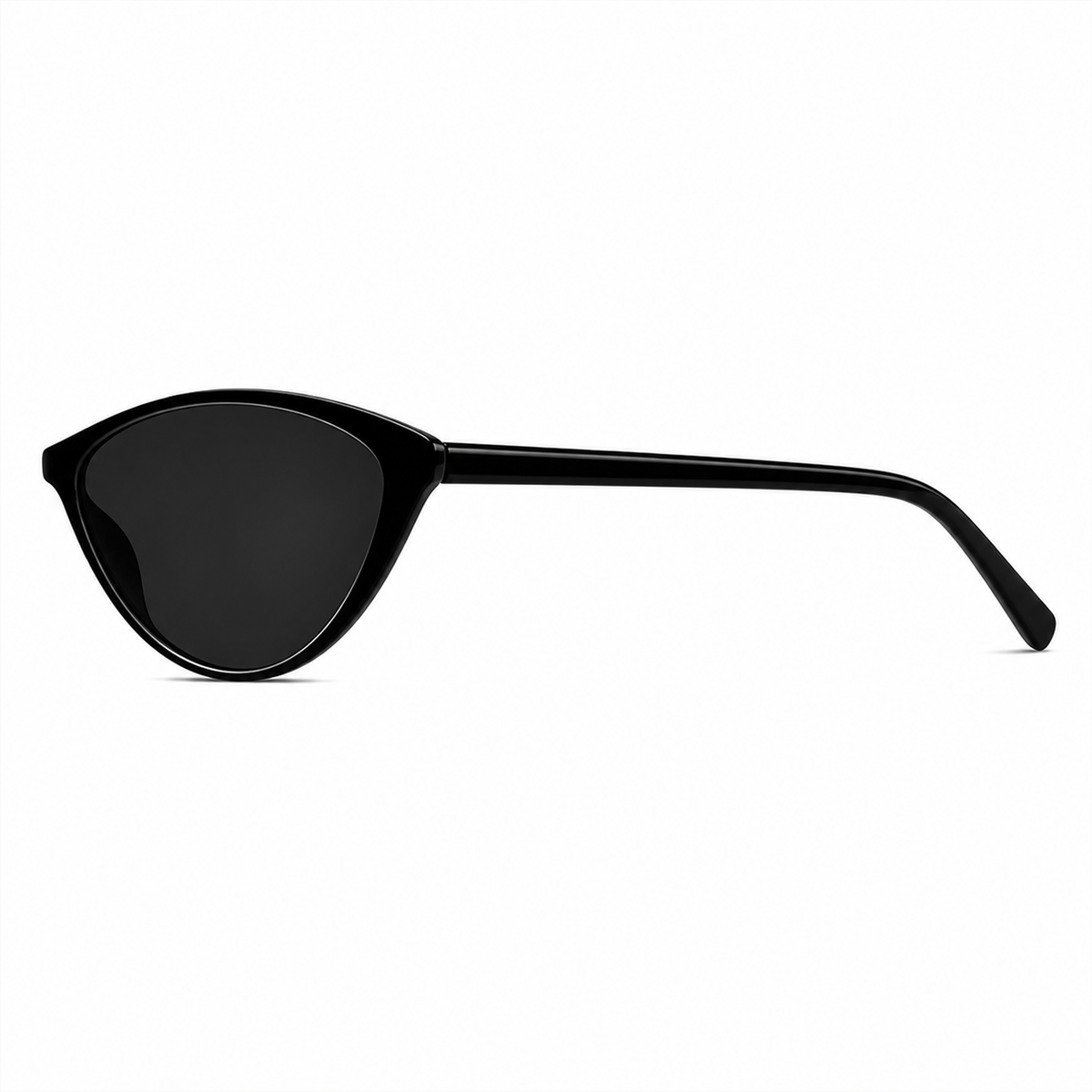 Women’s Black full-rim cat-eye sunglasses, side-profile product view