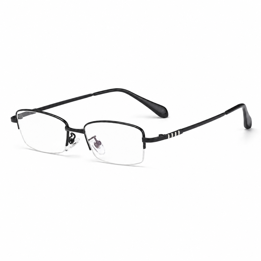 Matte Black eyeglass frame, 45-degree product view