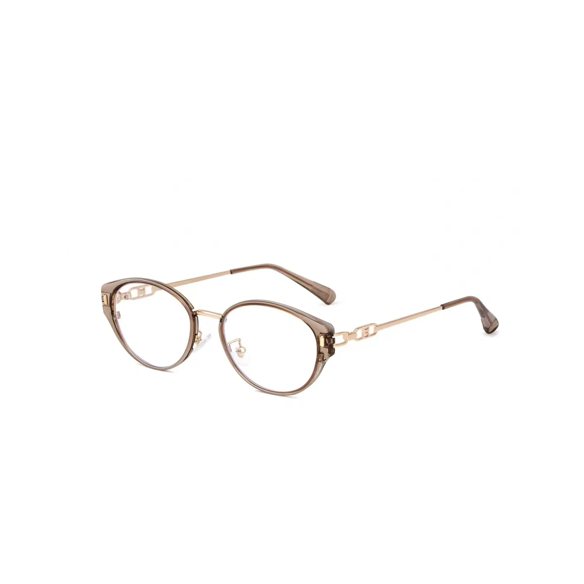Amber Brown eyeglass frame, 45-degree product view