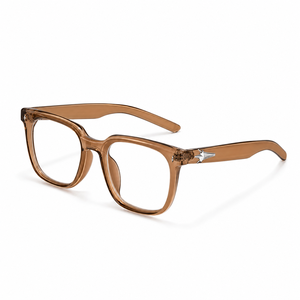 Crystal Brown eyeglass frame, 45-degree product view