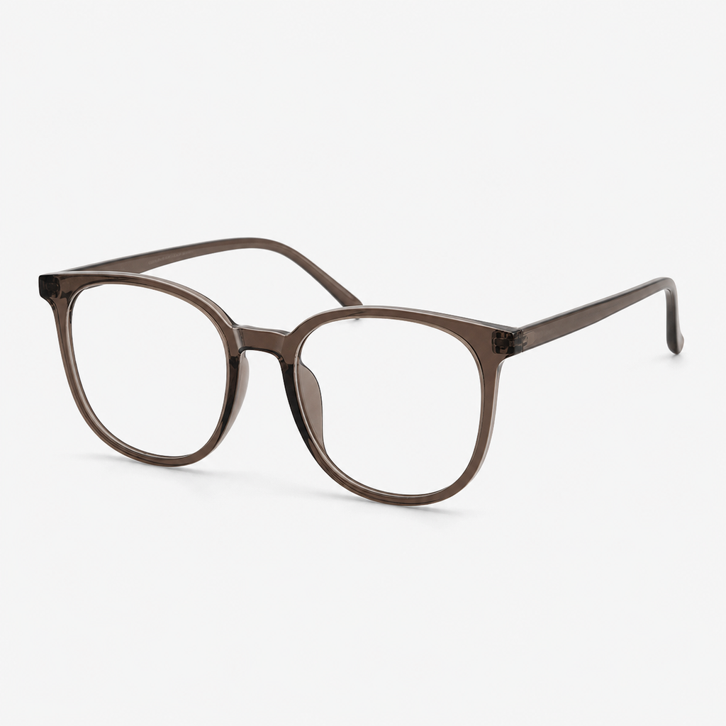 Amber Brown eyeglass frame, 45-degree product view