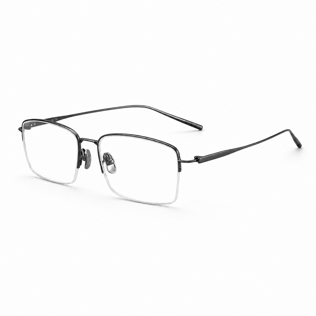 Gunmetal eyeglass frame, 45-degree product view