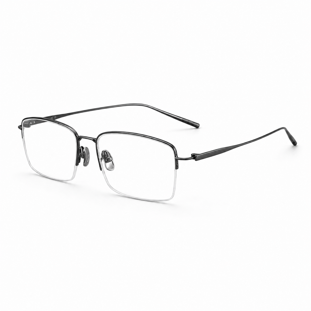 Gunmetal eyeglass frame, 45-degree product view