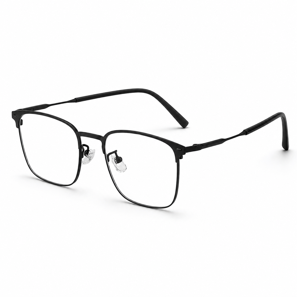 Matte Black eyeglass frame, 45-degree product view