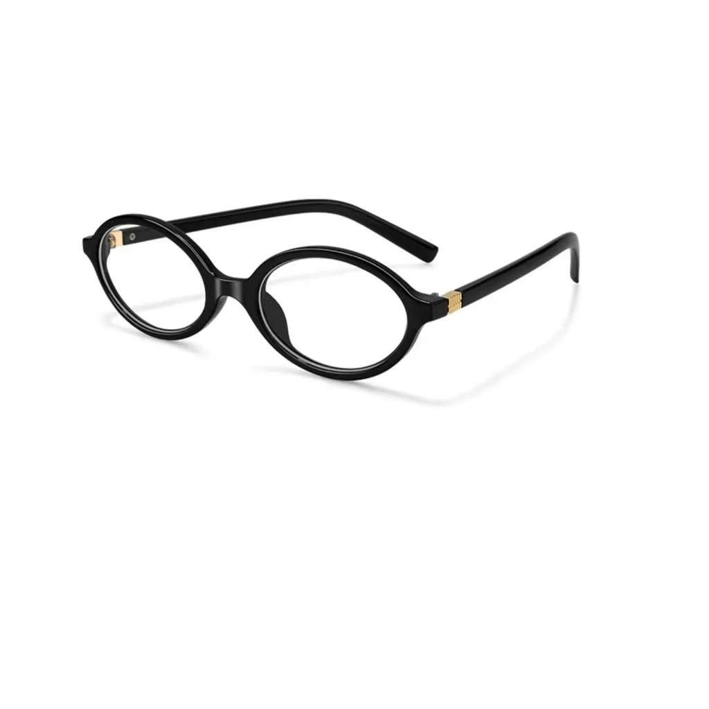 Glossy Black eyeglass frame, 45-degree product view