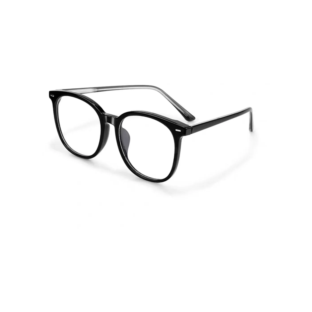 Black eyeglass frame, 45-degree product view