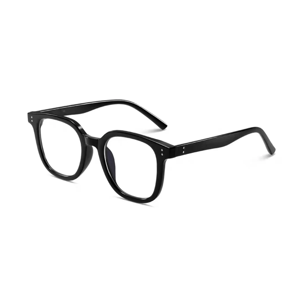 Glossy Black eyeglass frame, 45-degree product view