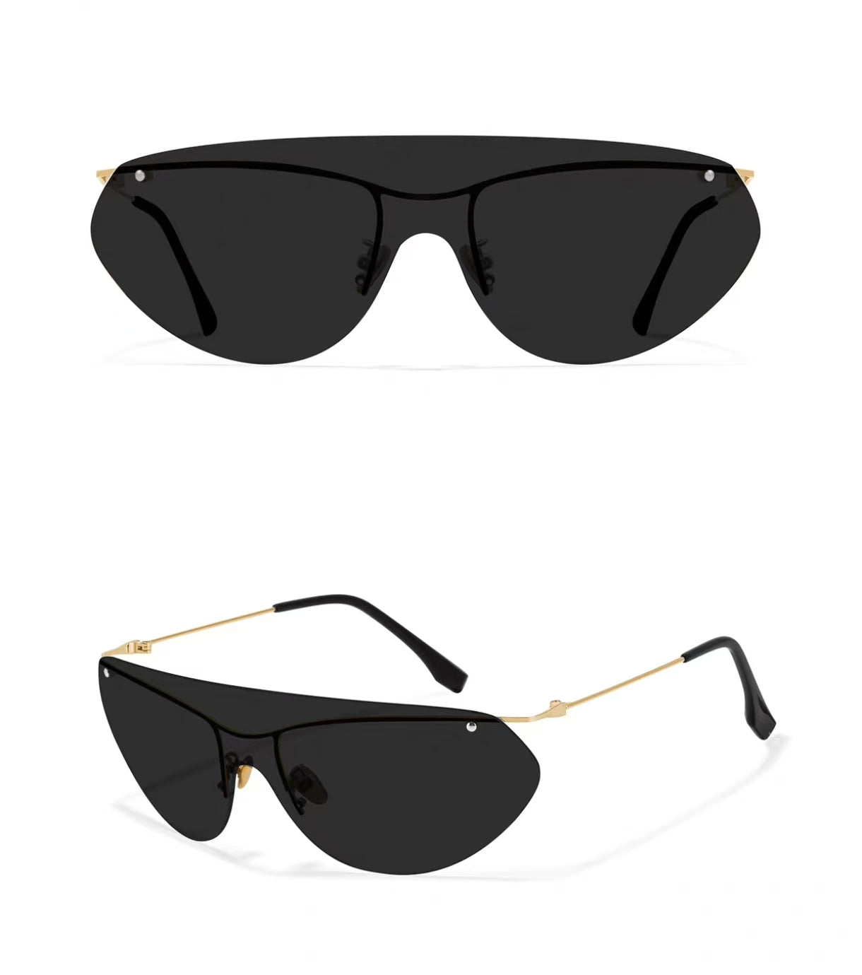 Vintage Women’s Luxury Oversized Rimless UV400 Sunglasses