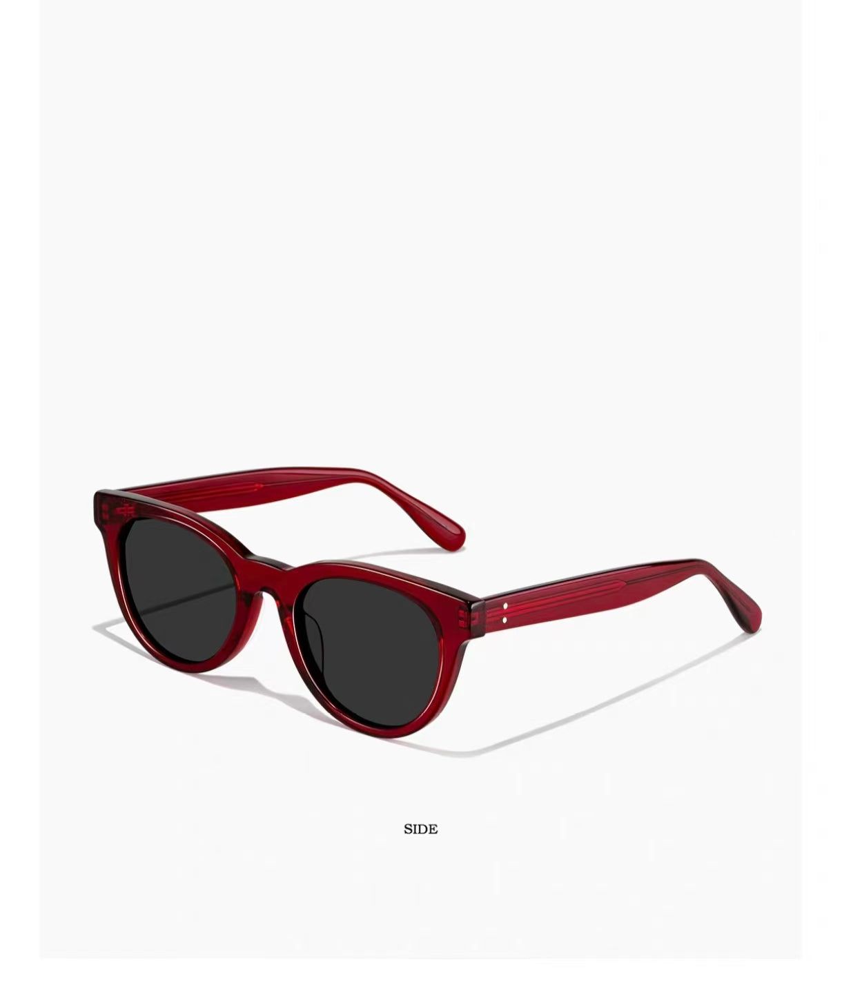 Burgundy 45-degree product view of Summer Beach Women’s Luxury Acetate Nylon Cream UV400 Sunglasses