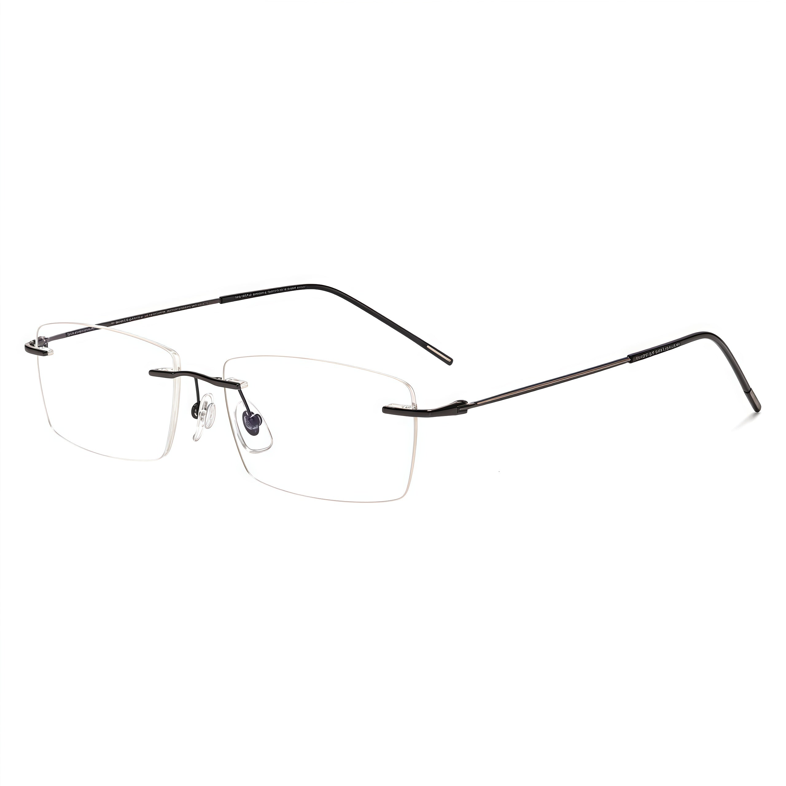Rose Gold/Pink unisex slim rectangular titanium rimless glasses, product view
