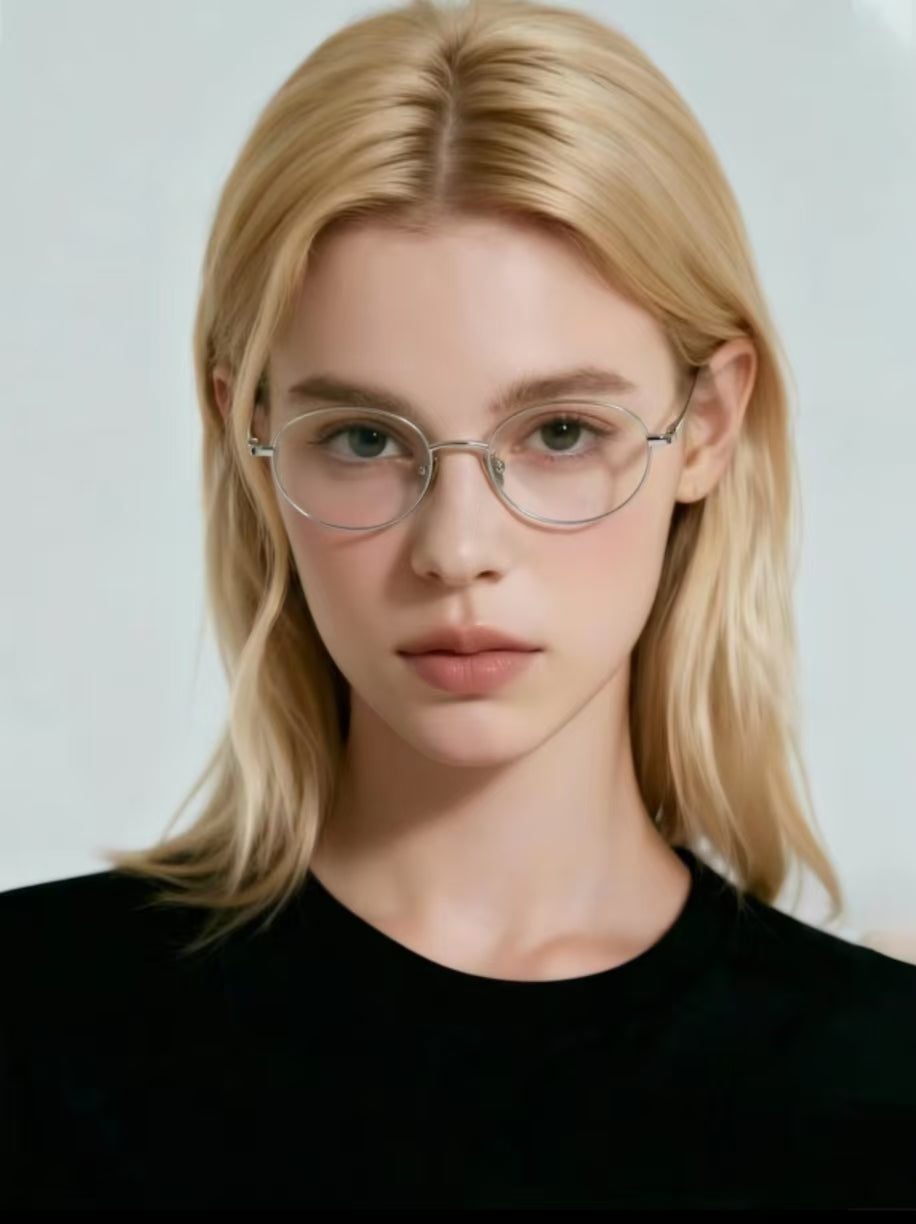 Women’s Ultra-Light Titanium Small Oval Anti-Blue Light Prescription Glasses