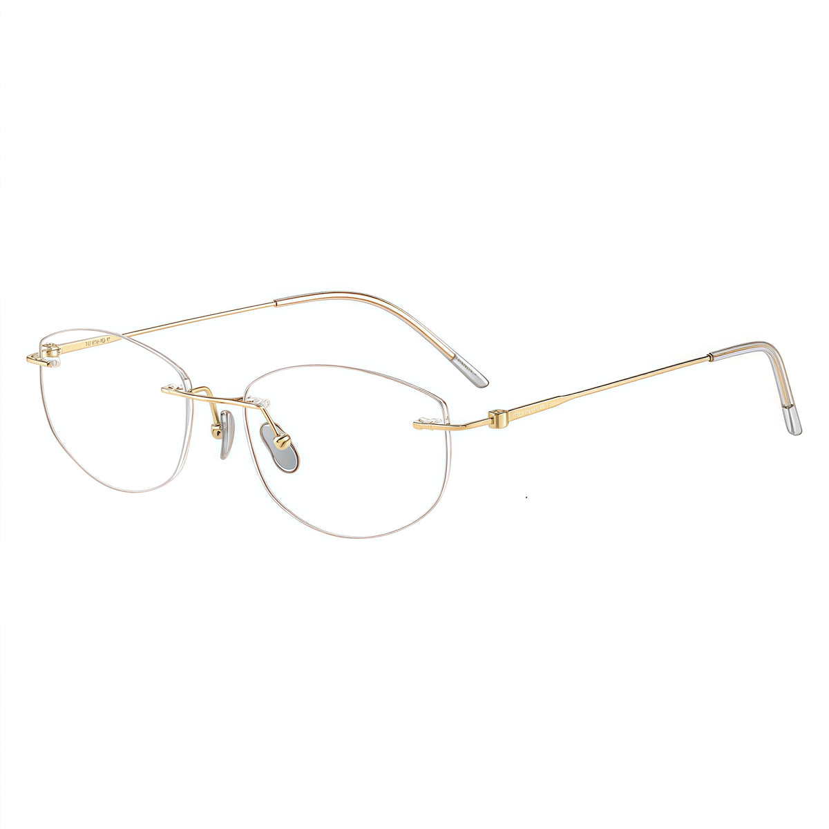 Gold women's pure titanium butterfly rimless eyeglass frames, product views