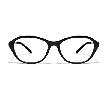 Black cat-eye full-rim eyeglass frame, front product view