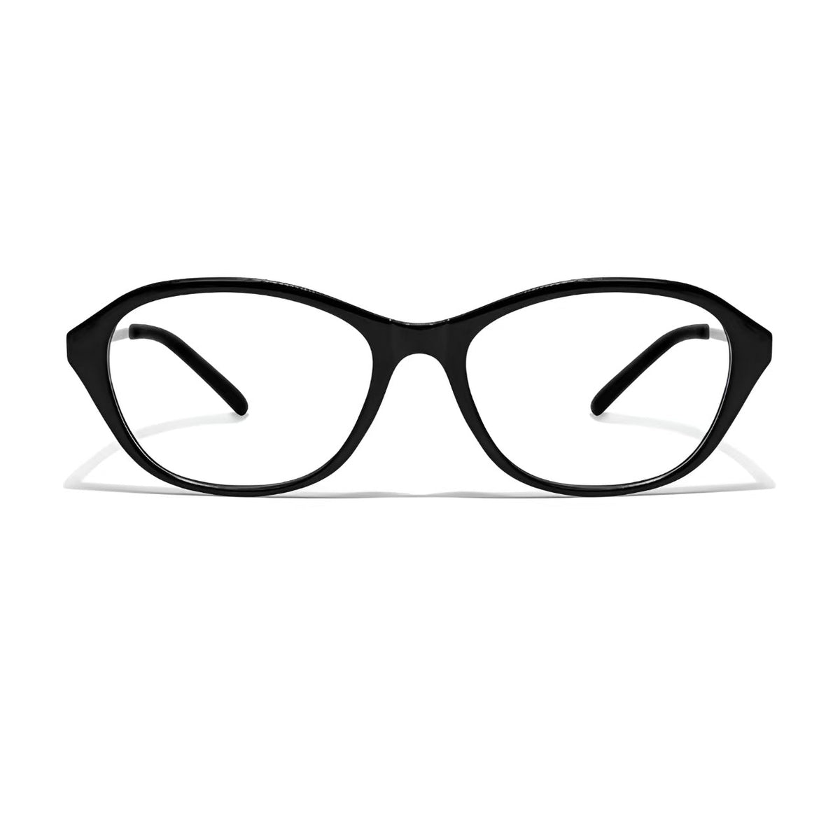 Black cat-eye full-rim eyeglass frame, front product view
