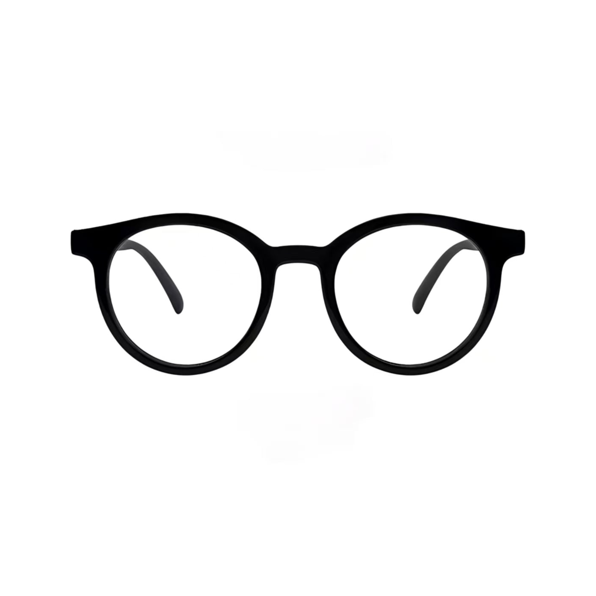 Black softly rounded full-rim eyeglass frame, front product view