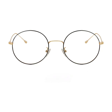Black & Gold retro slim alloy round full-rim frame, front product view