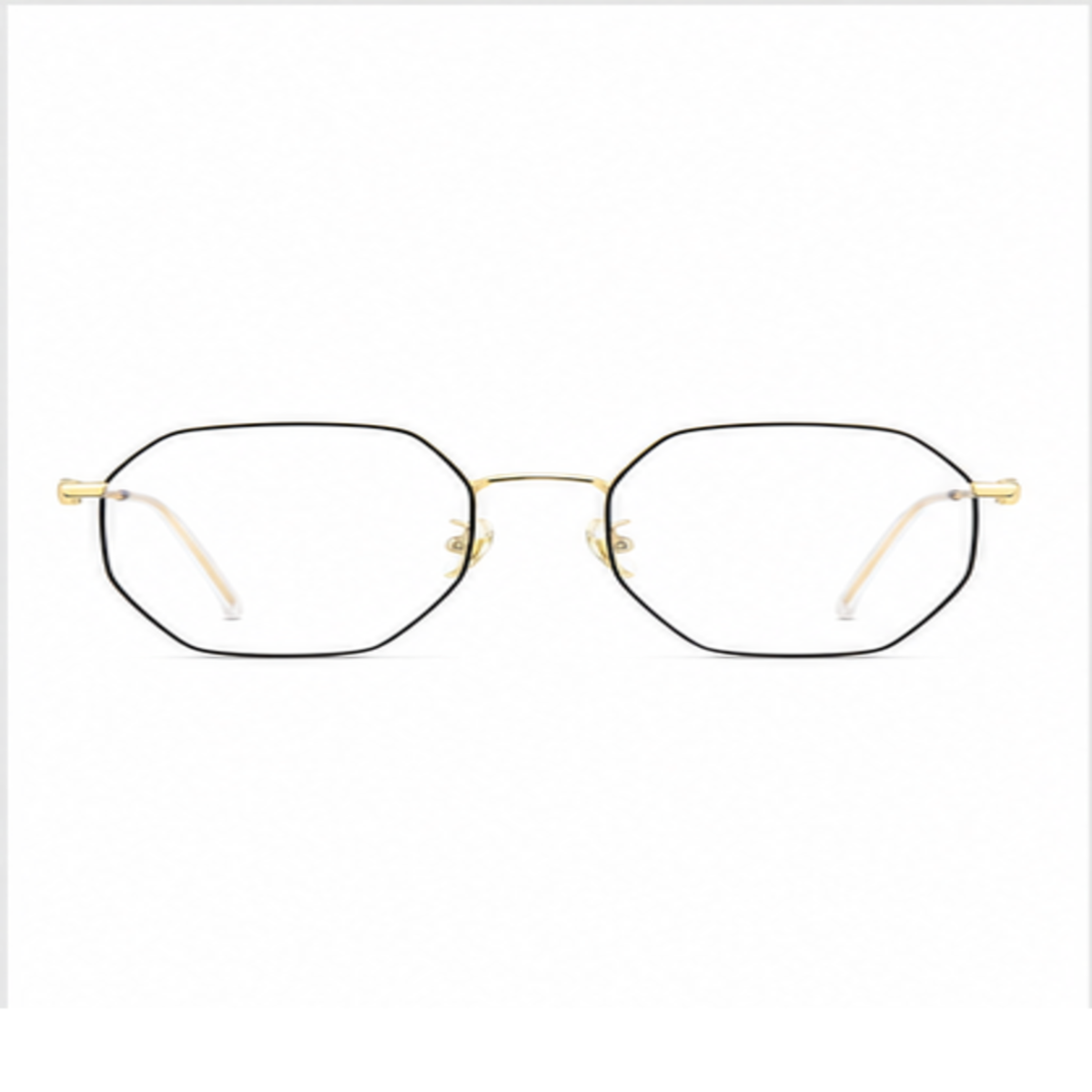 Black&Gold unisex thin alloy geometric full-rim glasses, front product view