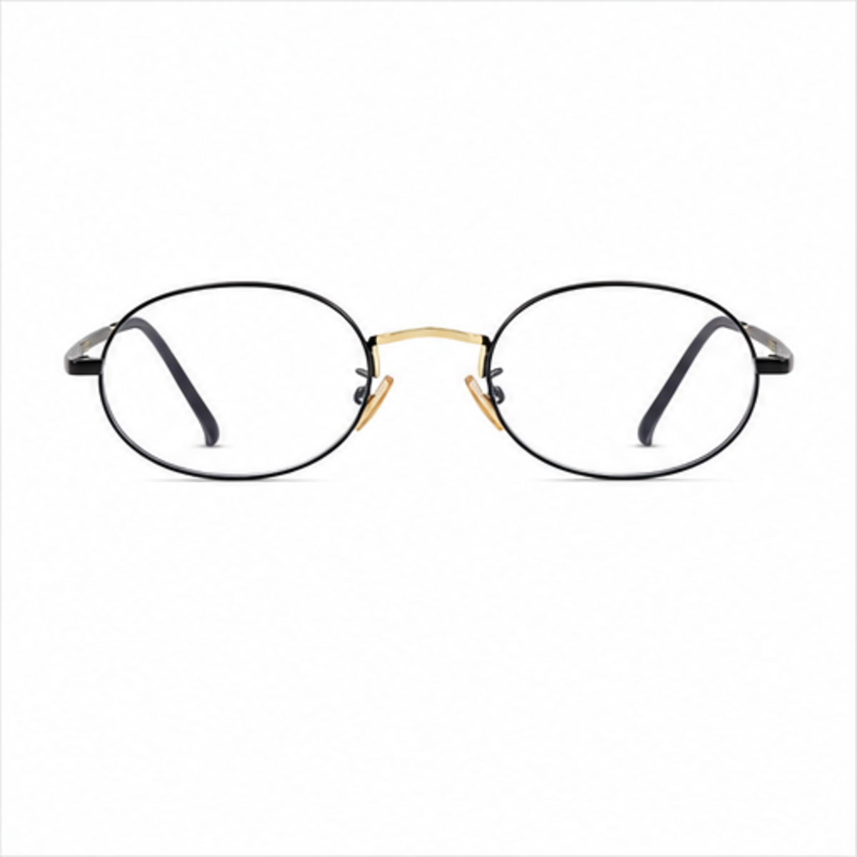 Black&Gold unisex small-fit ultra-light alloy oval full-rim glasses, front product view