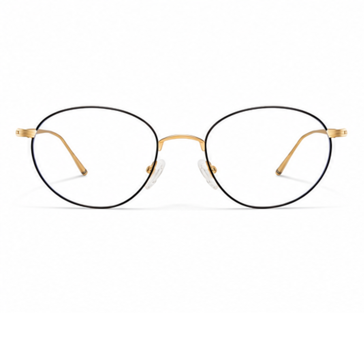 Black&Gold women's ultra-light alloy oval full-rim glasses, front product view