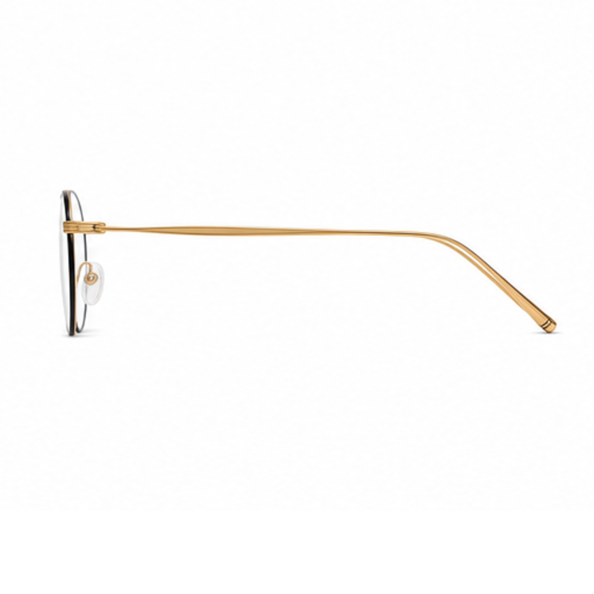 Black&Gold women's ultra-light alloy oval full-rim glasses, side-profile product view