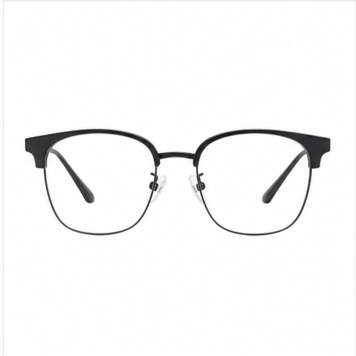 Black men's TR-and-titanium 53 mm semi-rimless glasses, front product view