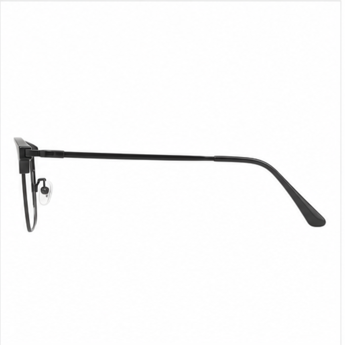 Black men's TR-and-titanium 53 mm semi-rimless glasses, side-profile product view