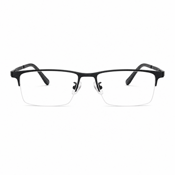 Black rectangular semi-rimless glasses, front product view
