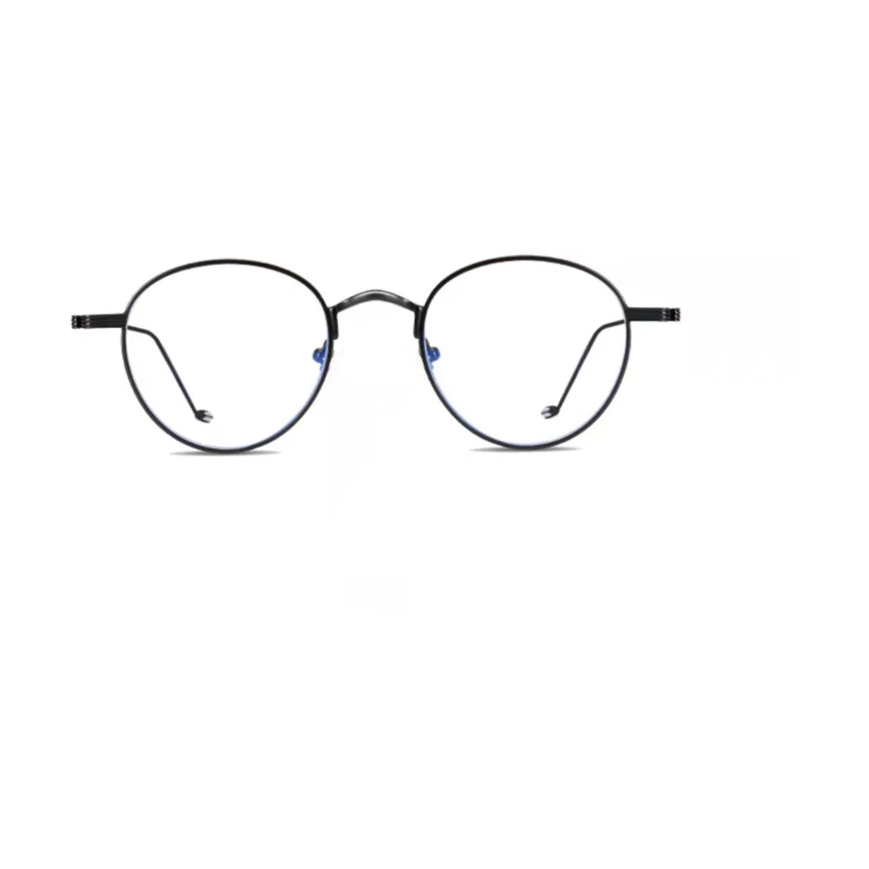 Black retro alloy round 47 mm full-rim frame, front product view