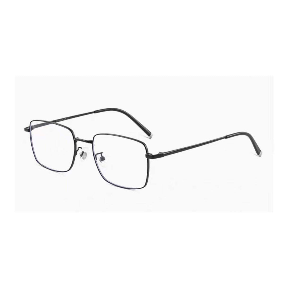 Black pure titanium square full-rim glasses, 45-degree product view
