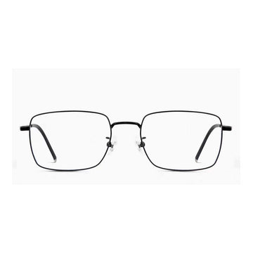 Black pure titanium square full-rim glasses, front product view