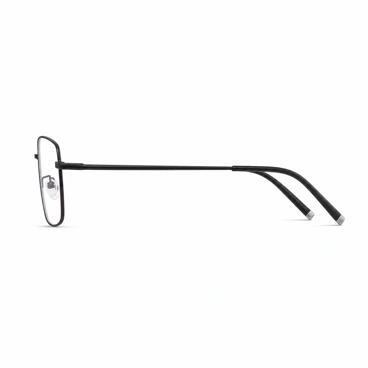 Black pure titanium square full-rim glasses, side-profile product view