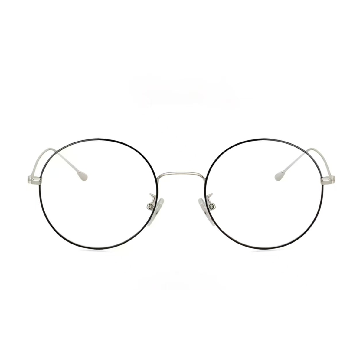 Black & Silver retro slim alloy round full-rim frame, front product view