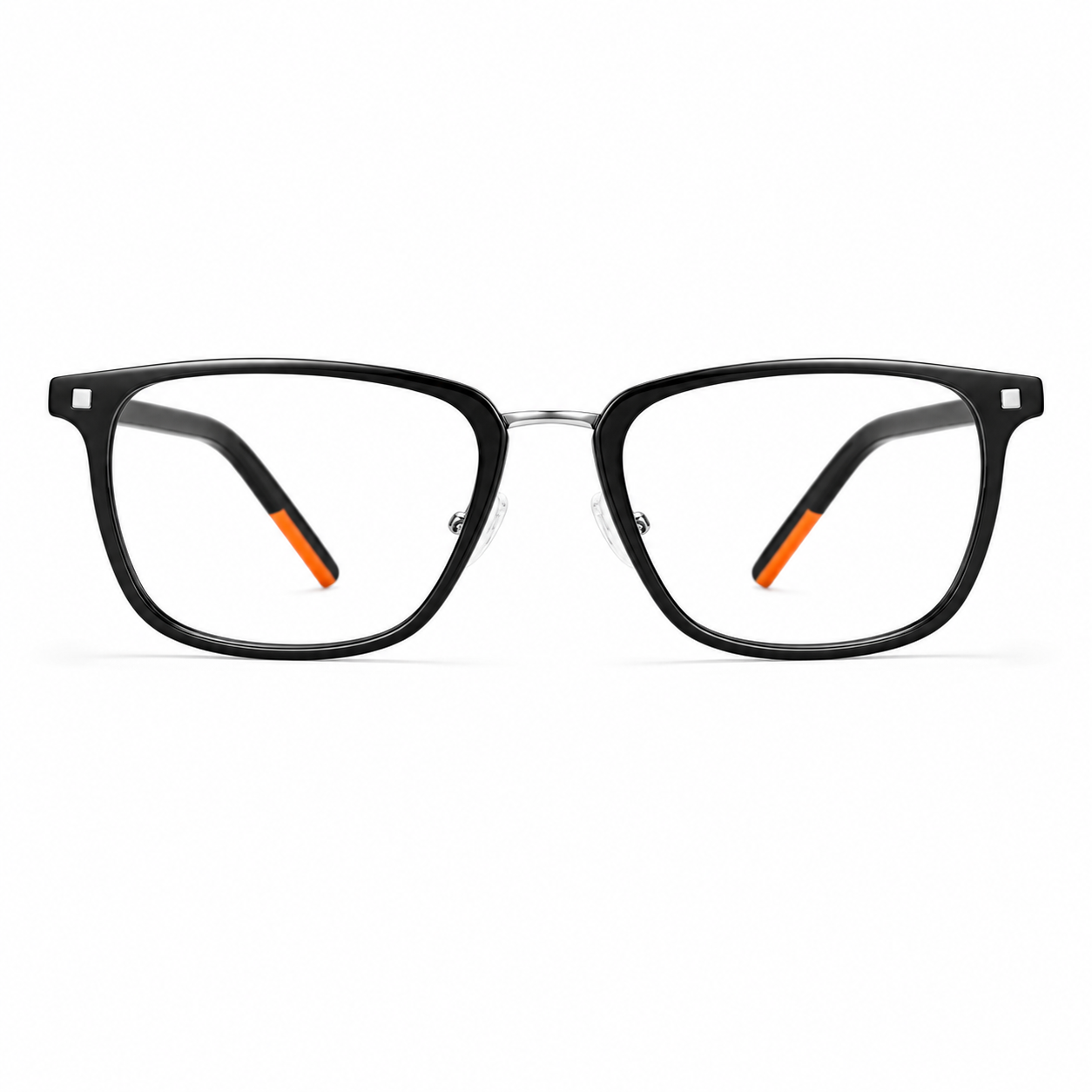 Black&Silver ultra-light acetate full-rim glasses, front product view