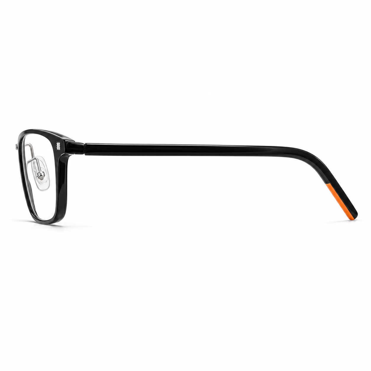 Black&Silver ultra-light acetate full-rim glasses, side and temple product view