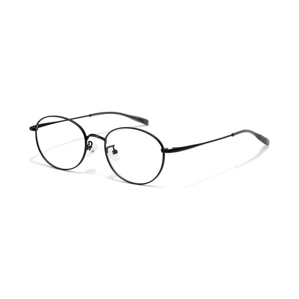 Black small-fit alloy oval full-rim glasses, 45-degree product view