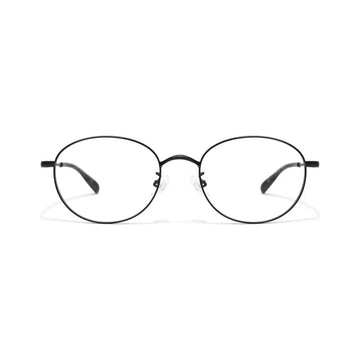 Black small-fit alloy oval full-rim glasses, front product view