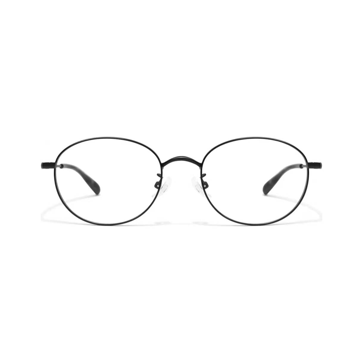 Black small-fit alloy oval full-rim glasses, front product view