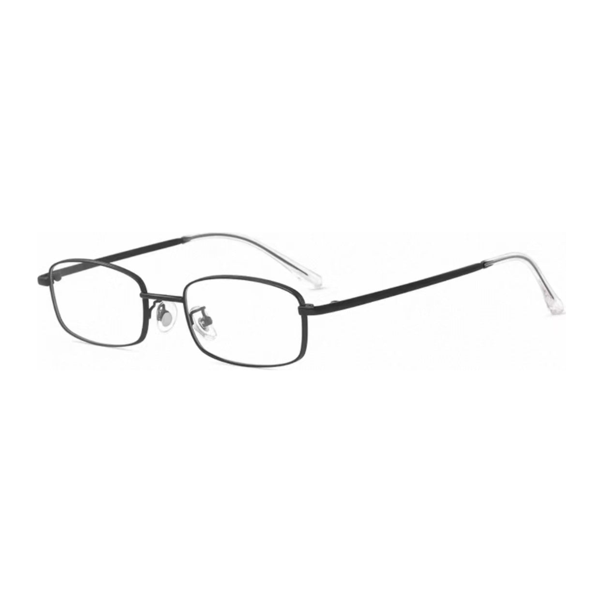 Black ultra-light alloy rectangular full-rim frame, 45-degree product view