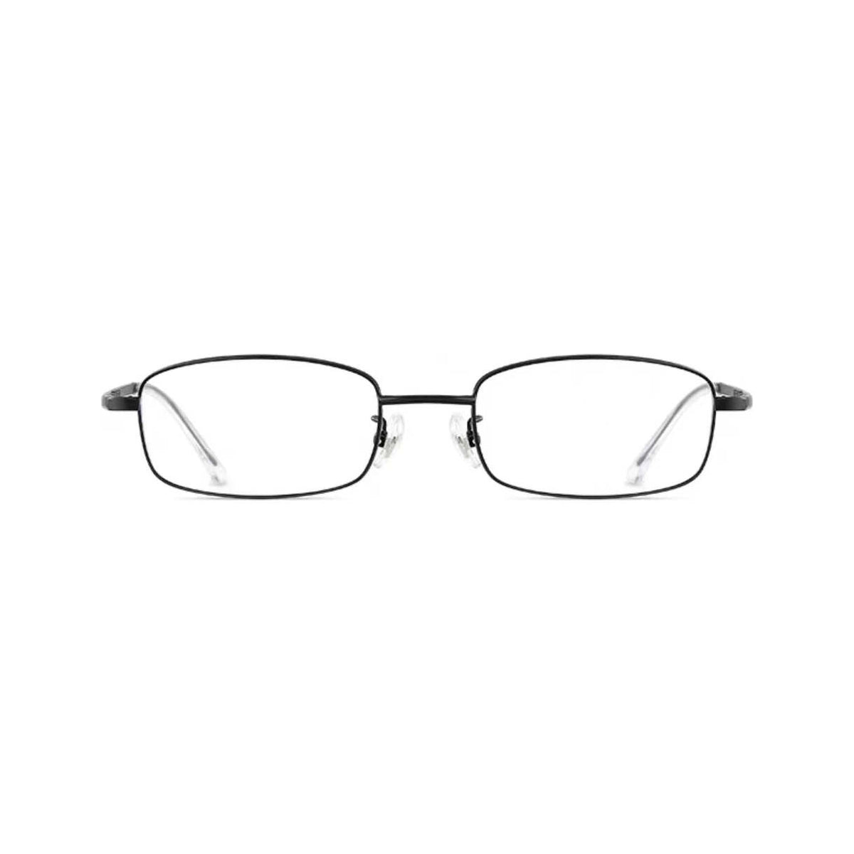 Black small-fit alloy rectangular full-rim glasses, front product view