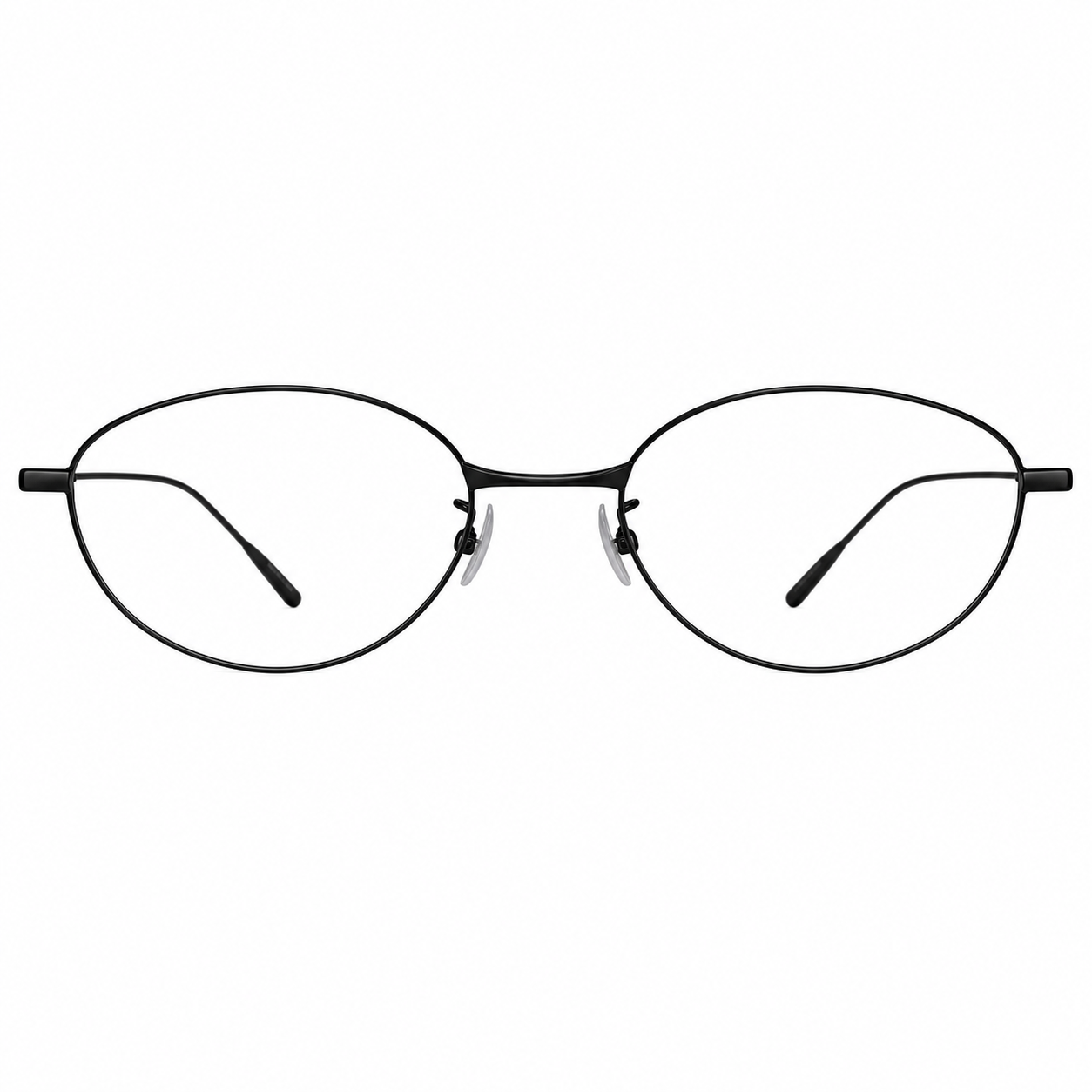 Black titanium old-money small-fit soft-oval full-rim glasses, front product view