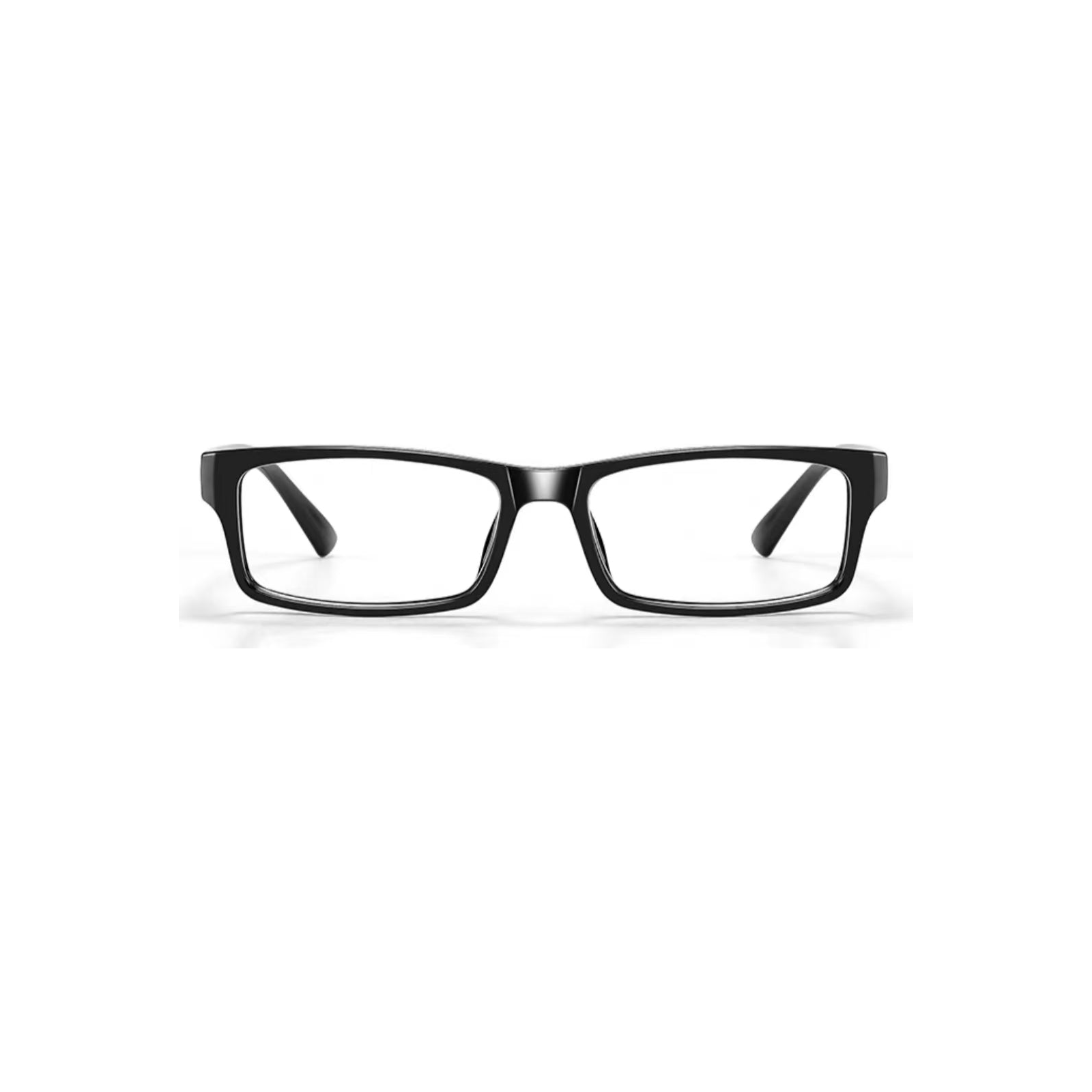 Black TR90 square full-rim glasses, front product view