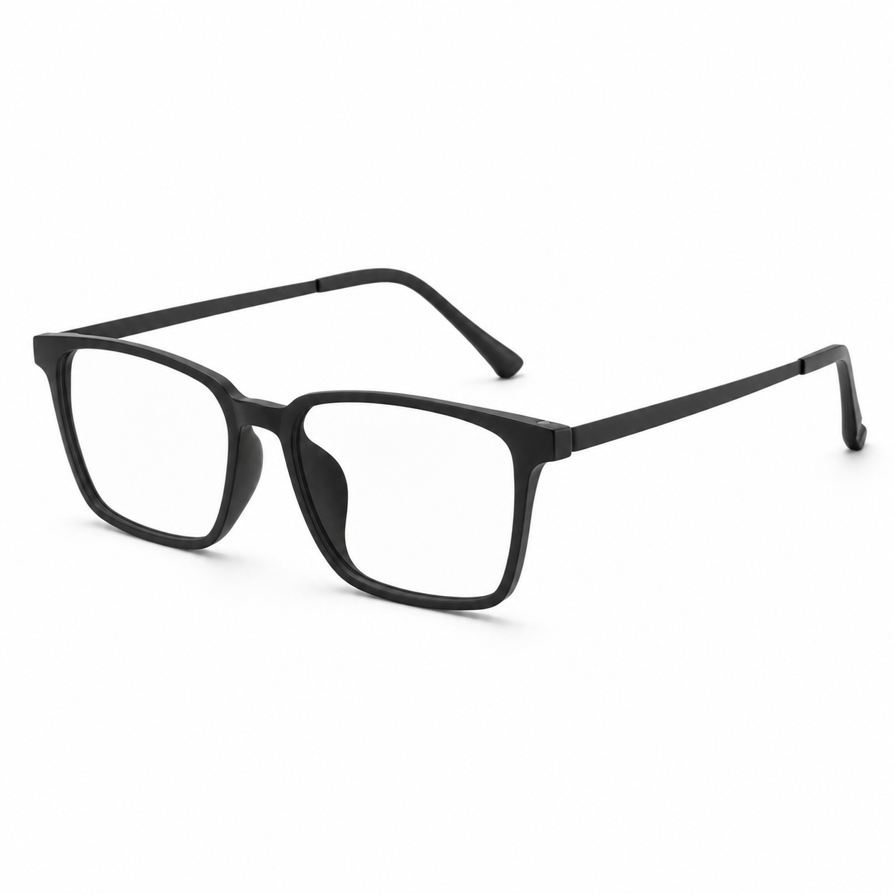 Black ultra-light pure titanium full-rim glasses, 45-degree product view